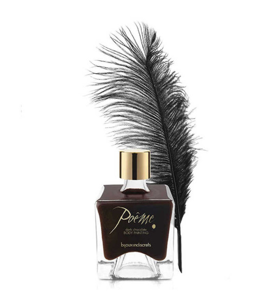 Pintura corporal comestible Poême Bijoux Indiscret, sabor chocolate negro, con pluma, 50 ml - 6 - notaboo.es