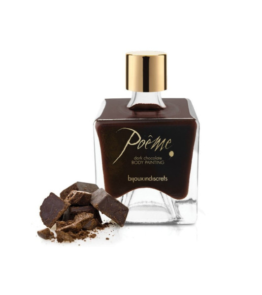 Pintura corporal comestible Poême Bijoux Indiscret, sabor chocolate negro, con pluma, 50 ml - 1 - notaboo.es
