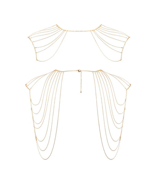 Magnifique · Metallic chain shoulders & back jewelry gold - 2 - notaboo.es