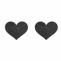 Bijoux Indiscrets Adhesivos para pezones Flash en forma de corazón, negro