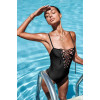 Black one-piece swimsuit with lacing Beverelle, M - 2 - notaboo.es