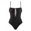 Black one-piece swimsuit with lacing Beverelle, M - 4 - notaboo.es