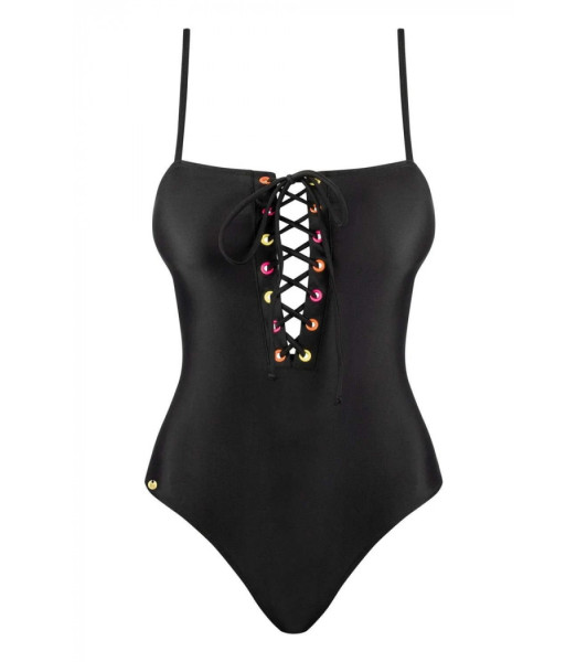 Black one-piece swimsuit with lacing Beverelle, M - 4 - notaboo.es