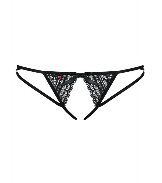 Sexy thong with intimate neckline Obsessive Picantina, lace, black, L/XL - 10 - notaboo.es