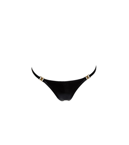Sexy vinyl thong M Noir Handmade P008, with clasps, black - 3 - notaboo.es