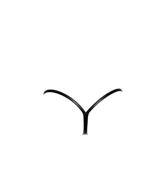 Sexy vinyl thong M Noir Handmade P008, with clasps, black - 2 - notaboo.es
