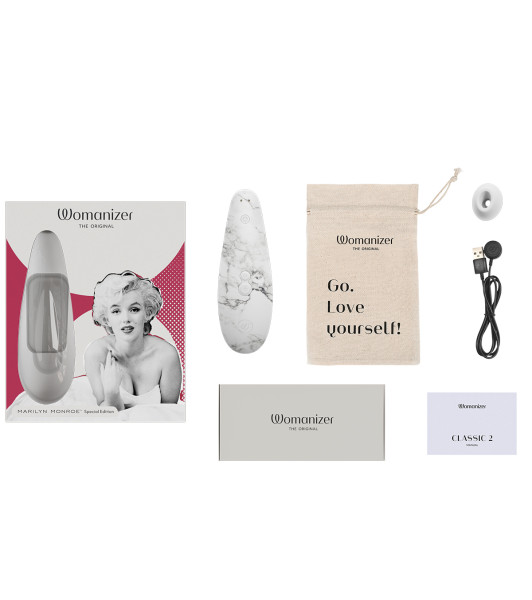 Womanizer Marilyn Monroe Special Edition Womanizer Marilyn Monroe Non-contact Clitoral Stimulator, White Marble - 9 - notaboo.es