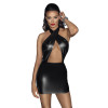 Erotic vinyl dress with deep cleavage L Noir Handmade F255, open back, black - 3 - notaboo.es