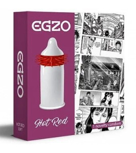 Condom with stimulating tendrils EGZO Hot Red Condom with stimulating tendrils EGZO Hot Red - notaboo.es