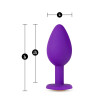 Anal plug, S, silicone with heart-shaped gold rhinestone, 7.6 x 2.5 cm - 5 - notaboo.es