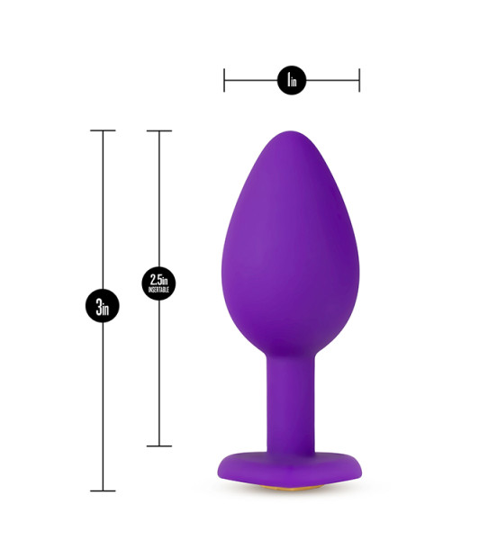 Anal plug, S, silicone with heart-shaped gold rhinestone, 7.6 x 2.5 cm - 5 - notaboo.es