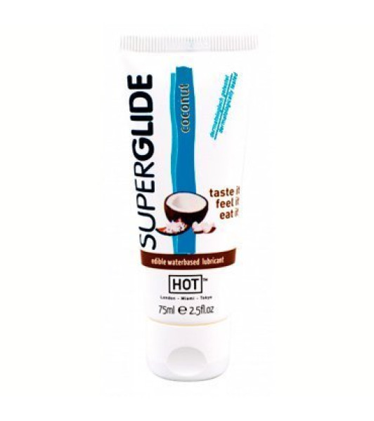 lubricante a base de agua comestible HOT Superglide Coco, 75 ml - notaboo.es