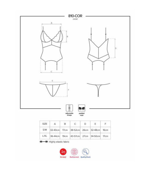 Bielizna-810-COR-1 gorset i stringi czarny L/XL - 11 - notaboo.es
