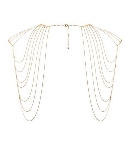 Magnifique · Metallic chain shoulders & back jewelry gold - 7 - notaboo.es