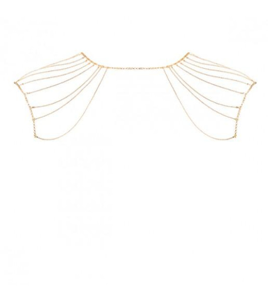 Magnifique · Metallic chain shoulders & back jewelry gold - 8 - notaboo.es
