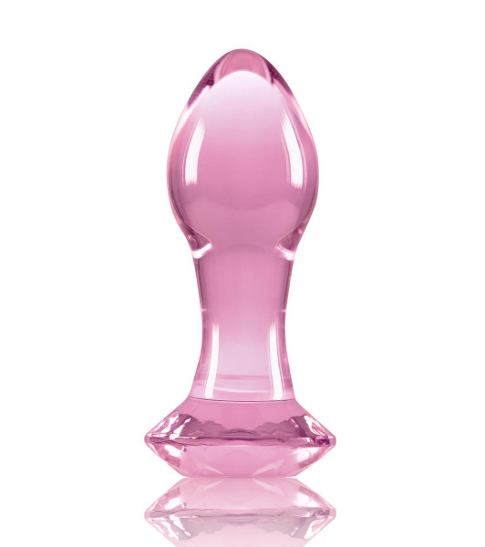 NS Novelties anal plug with diamond stopper, glass, pink, 7 x 3 cm  - notaboo.es