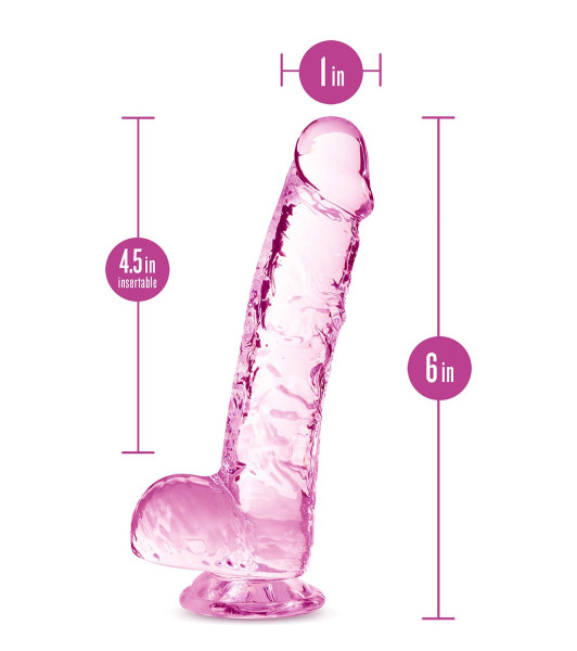 NATURALLY YOURS  6" CRYSTALLINE DILDO  ROSE - 3 - notaboo.es