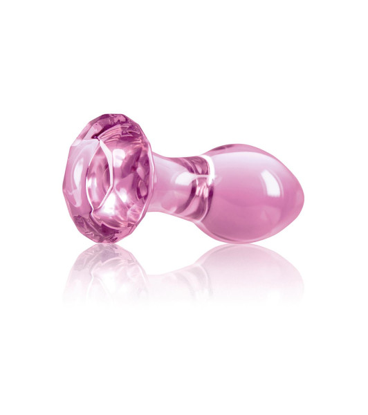 NS Novelties anal plug with diamond stopper, glass, pink, 7 x 3 cm  - 3 - notaboo.es