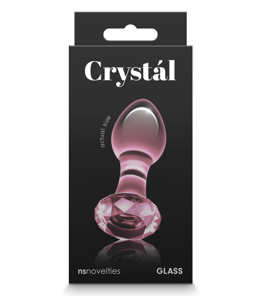 NS Novelties anal plug with diamond stopper, glass, pink, 7 x 3 cm  - 2 - notaboo.es