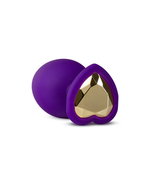Plug anal, S, silicona con estrás dorado en forma de corazón, 7.6 x 2.5 cm - 4 - notaboo.es