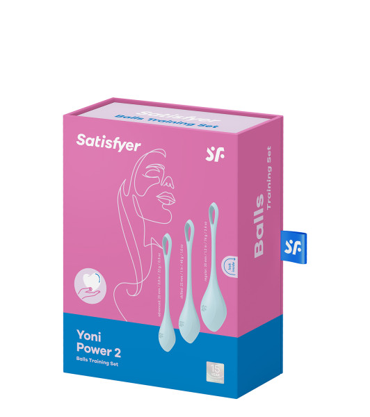 CONJUNTO DE 3 BOLAS KEGEL YONI POWER 2 SATISFYER AZULES - 2 - notaboo.es
