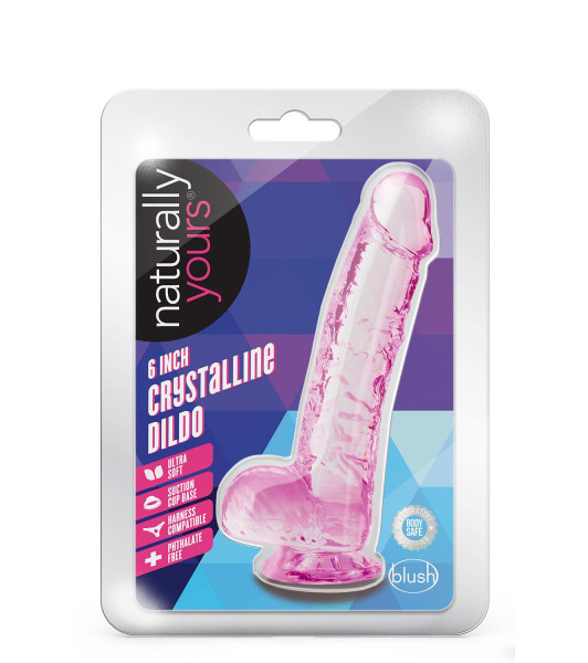 NATURALLY YOURS  6" CRYSTALLINE DILDO  ROSE - 2 - notaboo.es