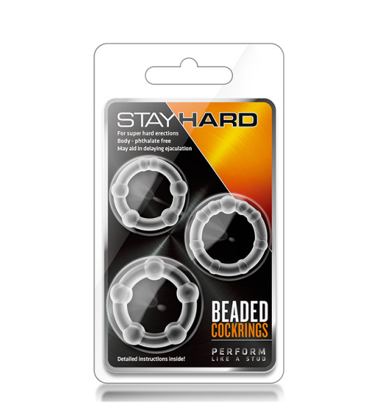 STAY HARD BEADED COCKRINGS CLEAR - 4 - notaboo.es