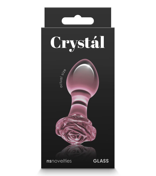 NS Novelties glass anal plug with rose stopper, pink, 7.1 x 3 cm - 2 - notaboo.es