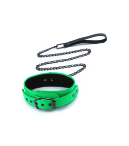 Collar with chain leash NS Novelties Electra, green - notaboo.es
