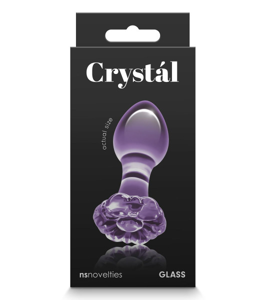 NS Novelties anal plug with flower stopper, glass, purple, 8.9 x 3 cm - 2 - notaboo.es