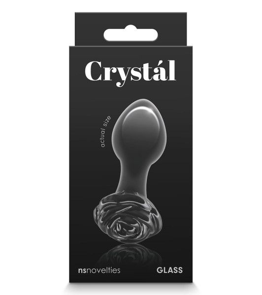 NS Novelties glass anal plug with rose stopper, black, 7.1 x 3 cm - 2 - notaboo.es