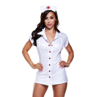Nurses Coat With Red Details And Hat, OS