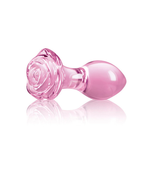 NS Novelties glass anal plug with rose stopper, pink, 7.1 x 3 cm - 3 - notaboo.es