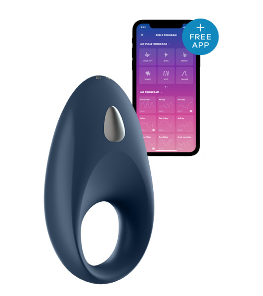 VIBRATING RING WITH APP AND BLUETOOTH MIGHTY ONE RING SATISFYER BLUE SATISFYER - notaboo.es