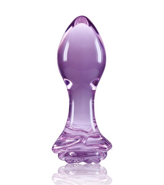 NS Novelties glass anal plug with rose stopper, purple, 7.1 x 3 cm - notaboo.es