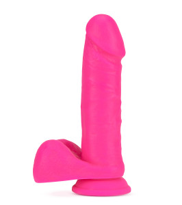 NEO ELITE 8 INCH SILICONE DUAL DENSITY COCK WITH BALLS NEON PINK - notaboo.es