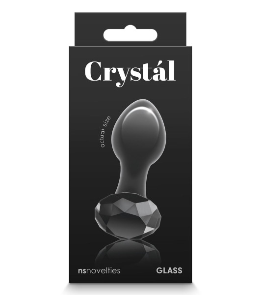 NS Novelties glass anal plug with diamond stopper, black, 7 x 3 cm  - 2 - notaboo.es