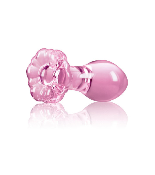 NS Novelties anal plug with flower stopper, glass, pink, 8.9 x 3 cm - 3 - notaboo.es