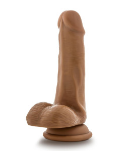DR. SKIN PLUS  6 INCH POSABLE DILDO WITH BALLS  MOCHA - notaboo.es