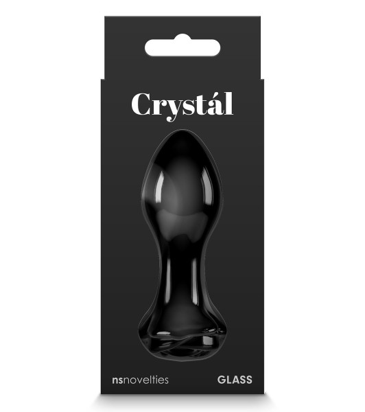 NS Novelties glass anal plug with rose stopper, black, 7.1 x 3 cm - 1 - notaboo.es