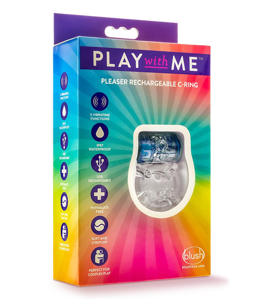 PLAY WITH ME PLEASER RECHARGEABLE C-RING BLUE - 2 - notaboo.es