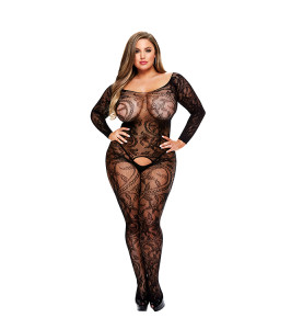 Sexy bodystocking with open intimate area Baci Lingerie, Black, XL - notaboo.es