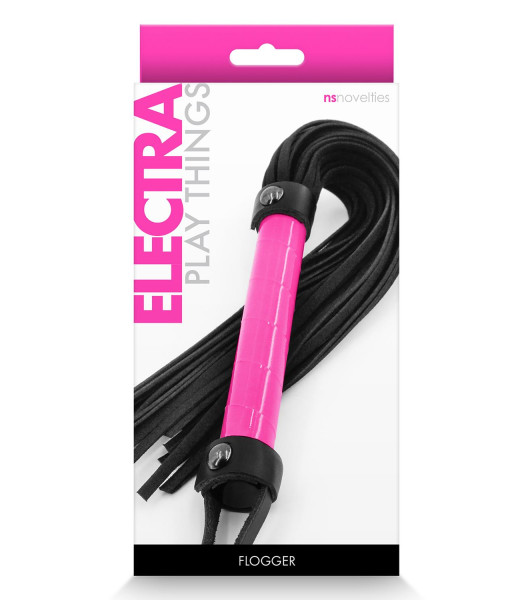 Flogger con lazo NS Novelties Electra, rosa y negro, 54 cm - 1 - notaboo.es