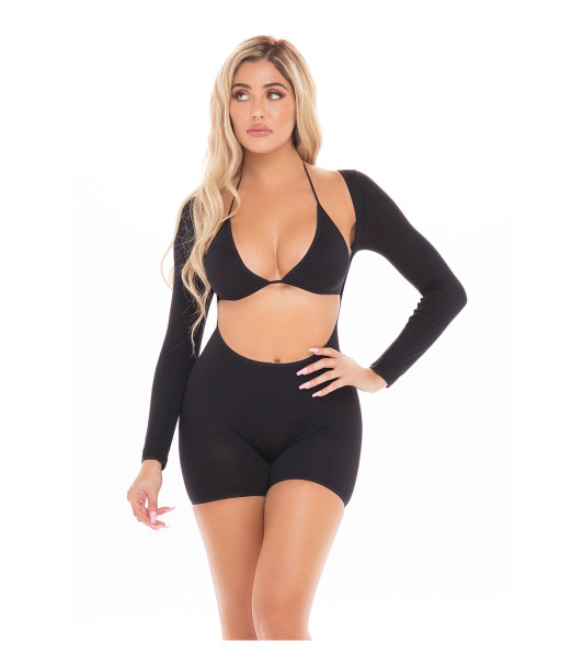 KNOCKOUT 2PC PLAYSUIT SET BLACK, OS - notaboo.es