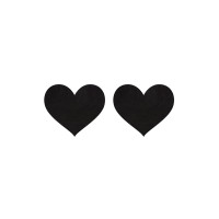 Peekaboo heart-shaped nipple stickers, black, satin