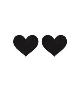 Peekaboo heart-shaped nipple stickers, black, satin - notaboo.es