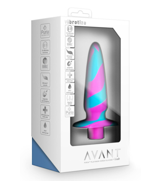 Plug anal con vibración Blush Avant rosa y azul, 12,7 x 3,1cm - 2 - notaboo.es