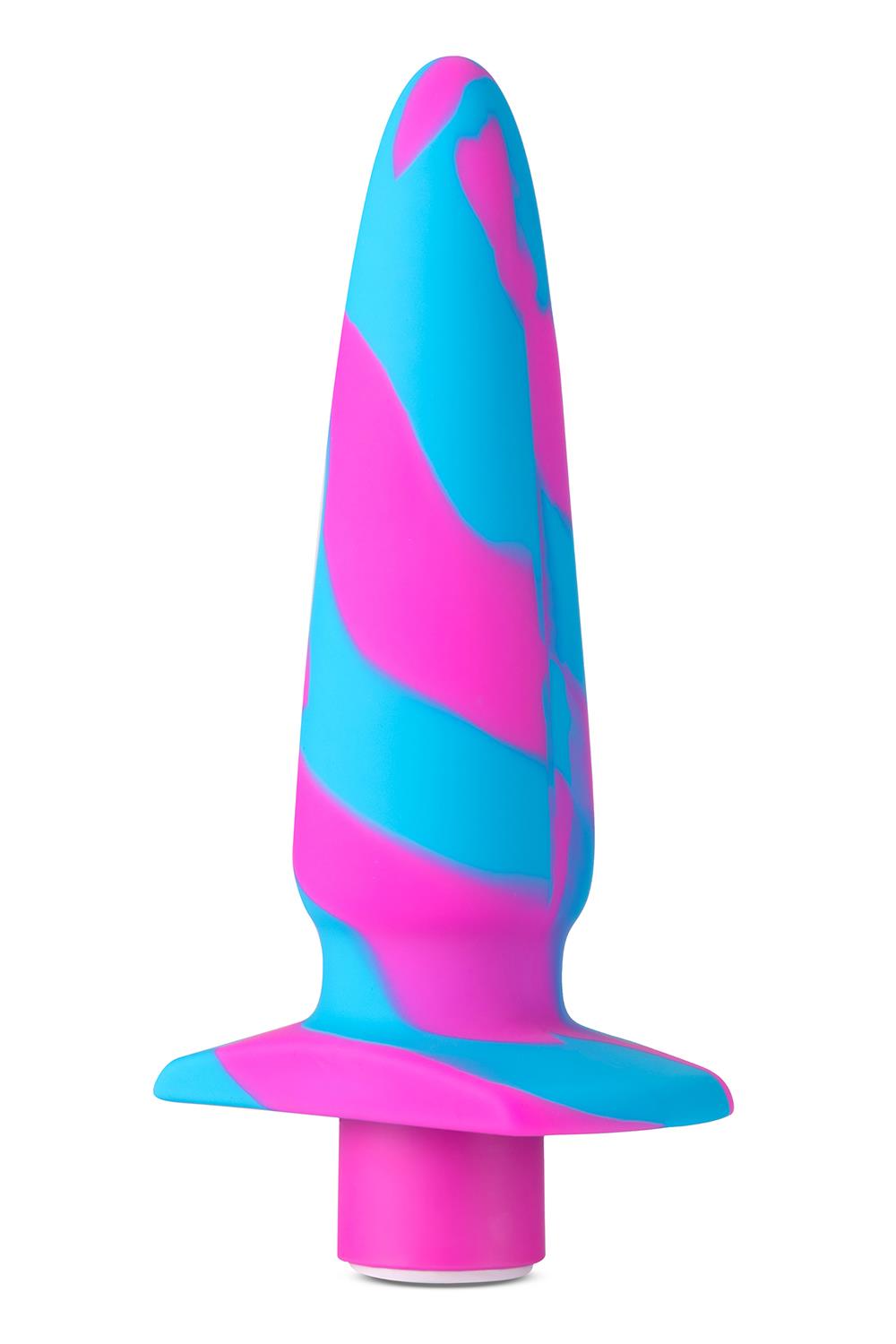 Blush Avant pink and blue vibration anal plug, 12.7 x 3.1 cm